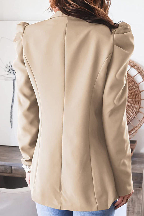 Bubble Sleeve Open Front Blazer