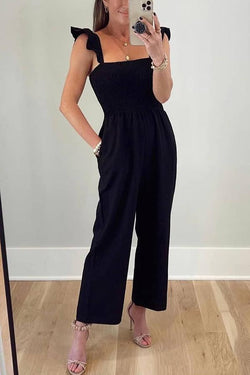 Perfectly Poised Smocked Detail Jumpsuit