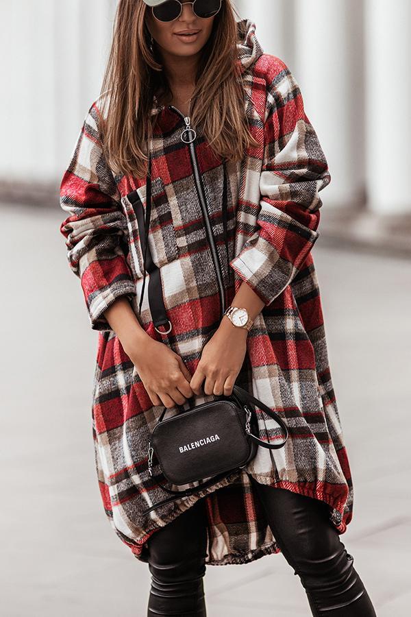 Trend Forecast Plaid Hooded Coat