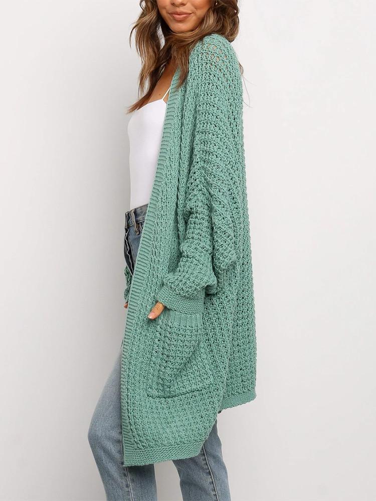 Loose Solid Color Pocket Cardigan