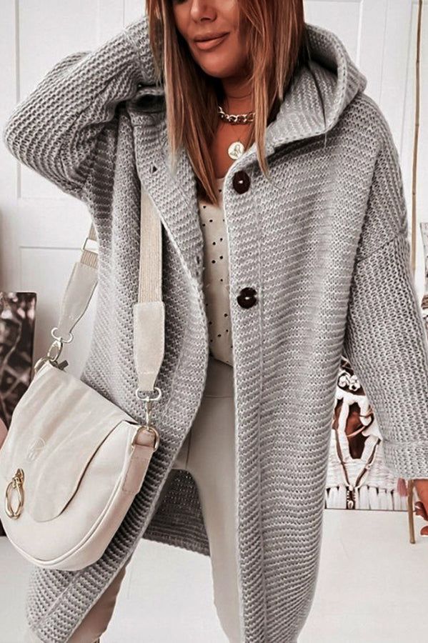 Hold Me Forever Button Hooded Cardigan