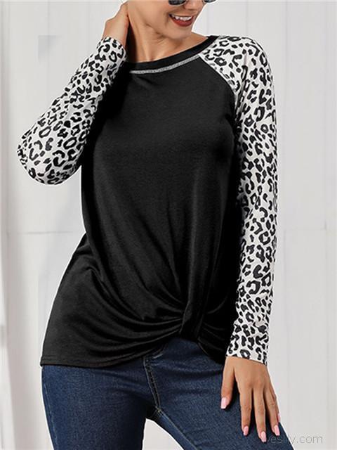 Long Sleeve leopard Printed Tops