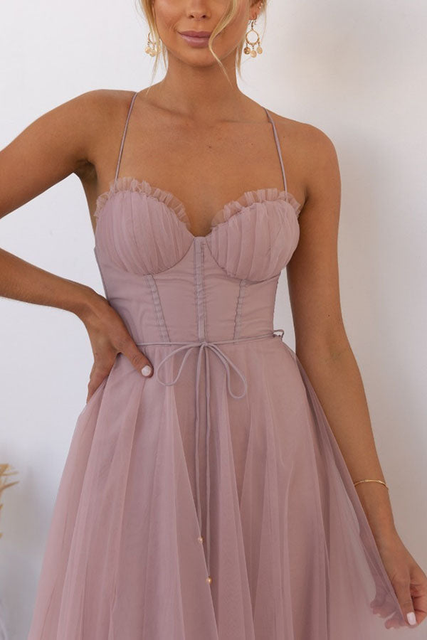 Modern-day Princess Chiffon Suspenders Party Maxi Dress