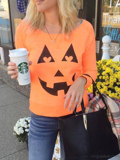 Casual Halloween Print Sweatshirt