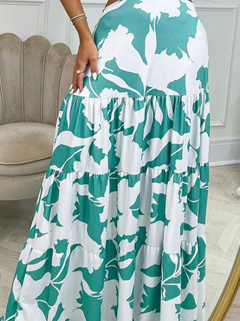 Women's Dresses Tropical Print Off Shoulder Cut Out Maxi Dresses Beachwear