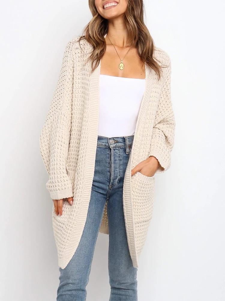 Loose Solid Color Pocket Cardigan