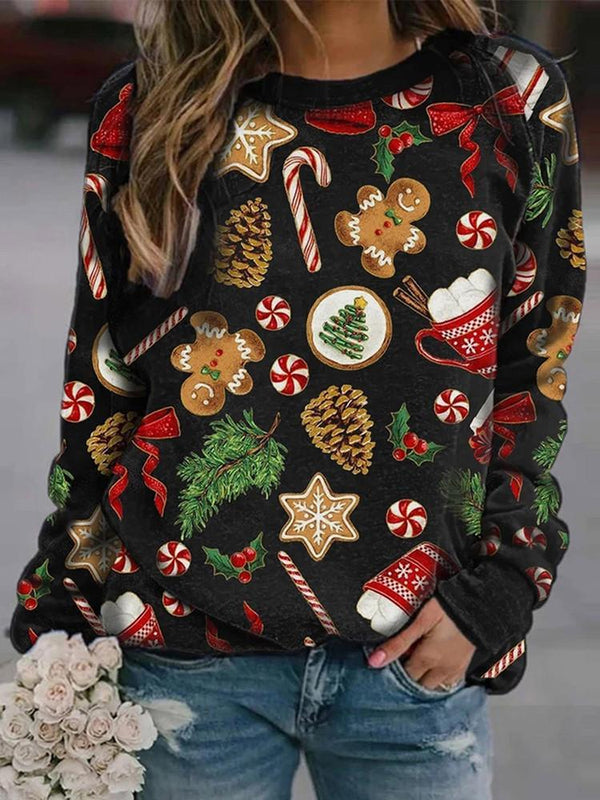 Christmas Printed Round Neck Sweatshirt