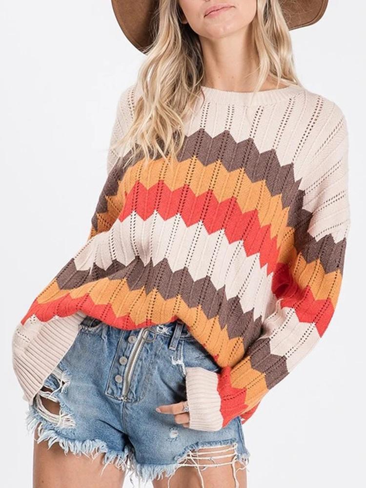 翻译0914 Zigzag Stripe Hit Color Sweater