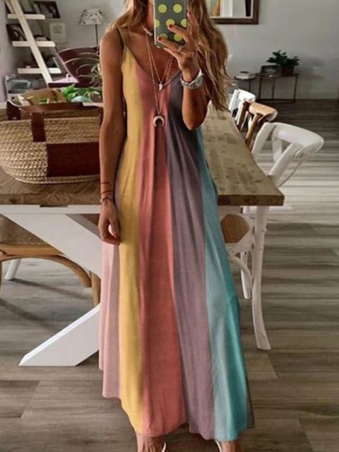 Gradient V-neck Maxi Dress