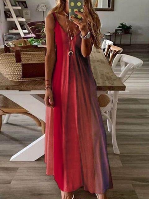 Gradient V-neck Maxi Dress