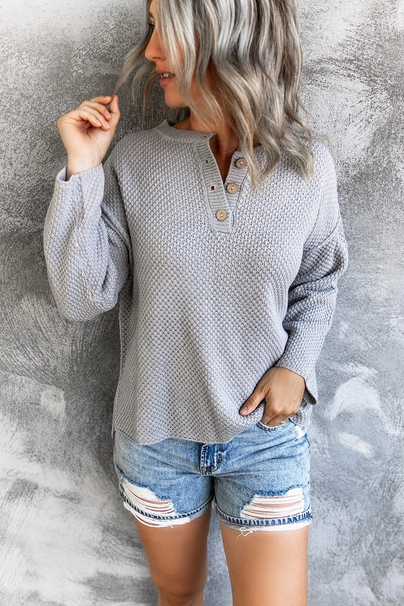 Button Up Knit Long Sleeve Sweater