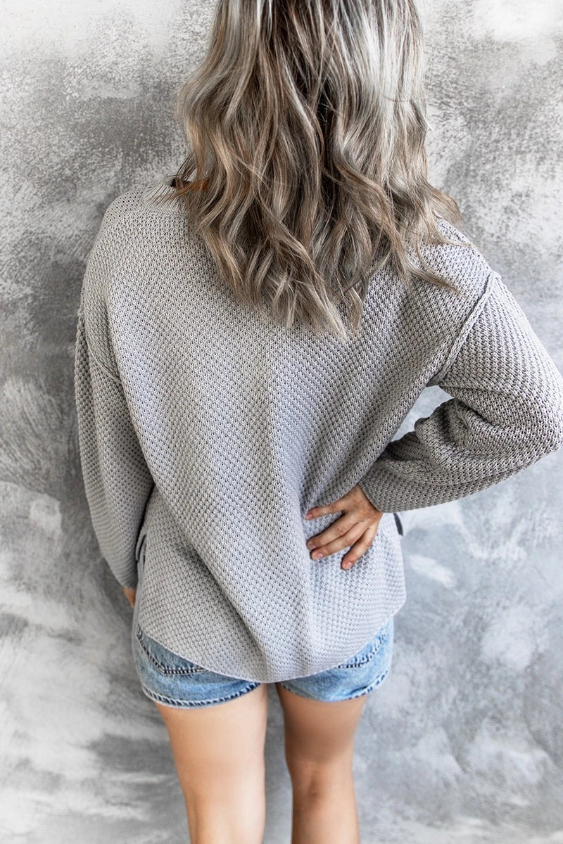 Button Up Knit Long Sleeve Sweater