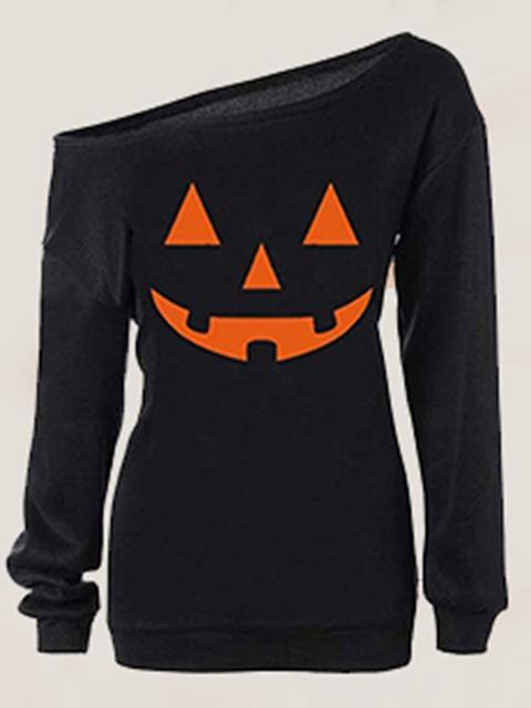 Halloween Off Shoulder Long Sleeve Sweatshirt