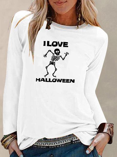 Halloween Print Casual Tops