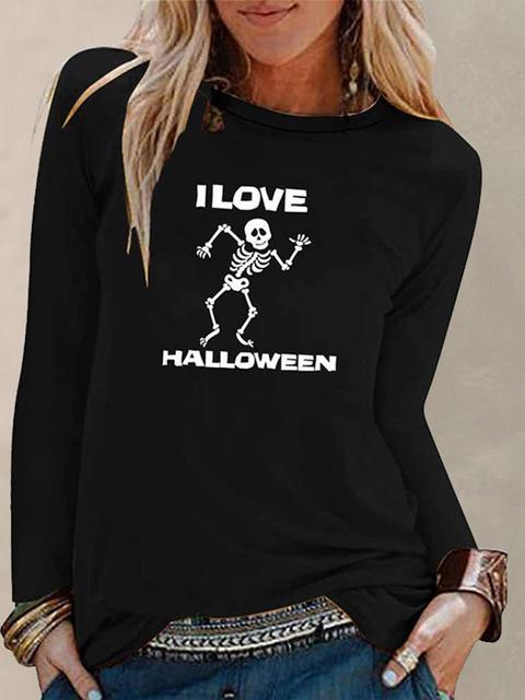 Halloween Print Casual Tops