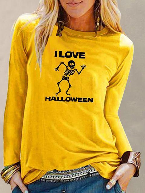 Halloween Print Casual Tops