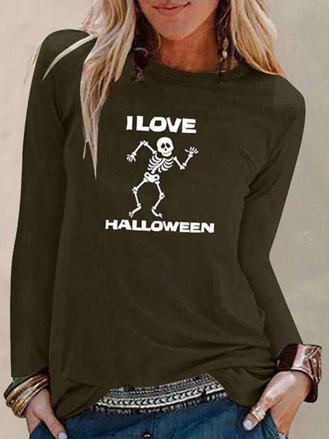 Halloween Print Casual Tops