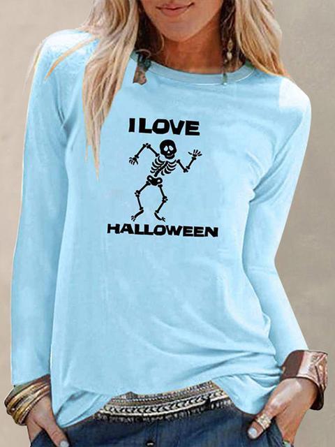 Halloween Print Casual Tops