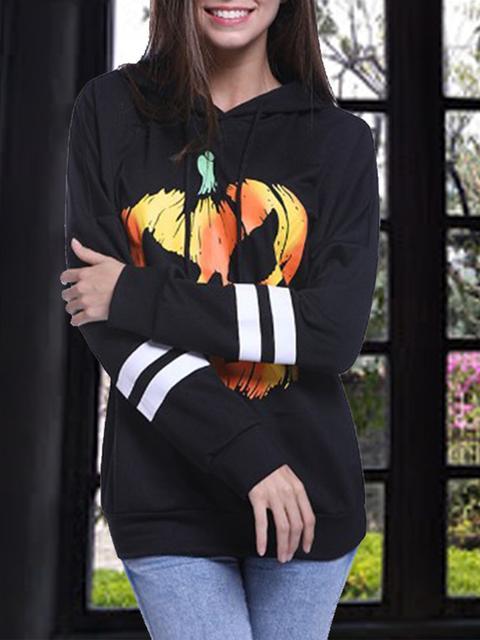 Halloween Pumpkin Print Sweatshirt