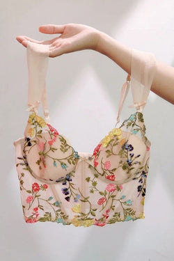 Floral Embroidery Corset Top