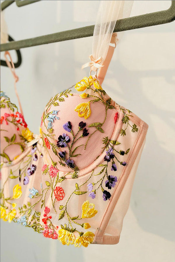 Floral Embroidery Corset Top