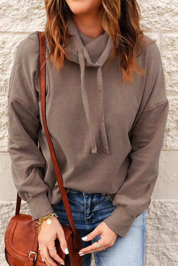 High Neck Drawstring Pullover