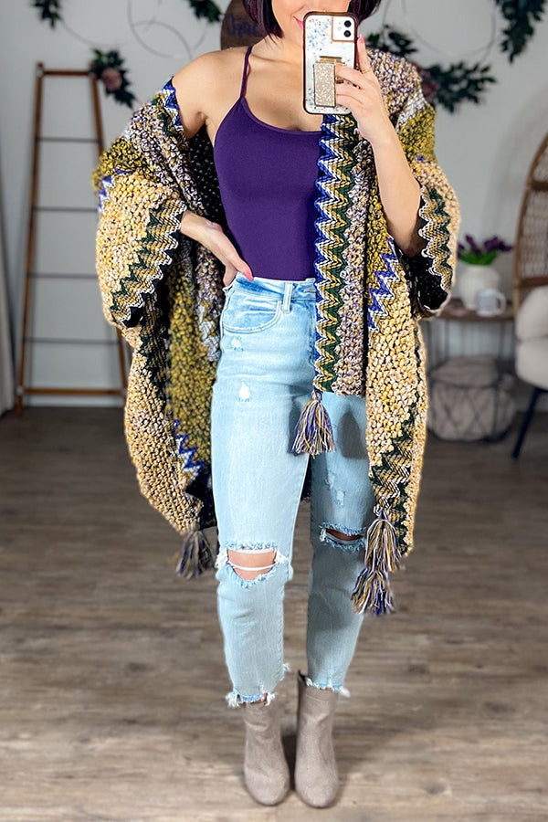 Boho Crochet Kimono With Tassels