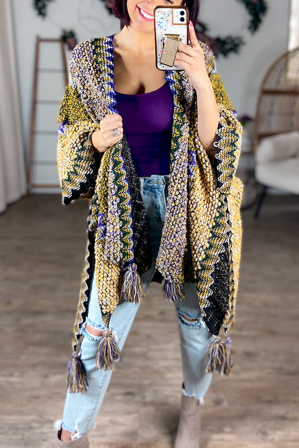 Boho Crochet Kimono With Tassels