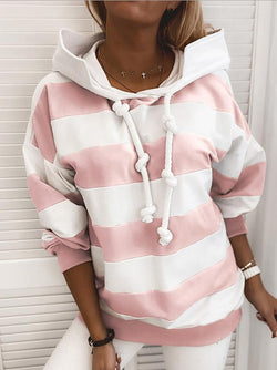 Women's Hoodies Long Sleeve Knot Stripe Print Hoodies