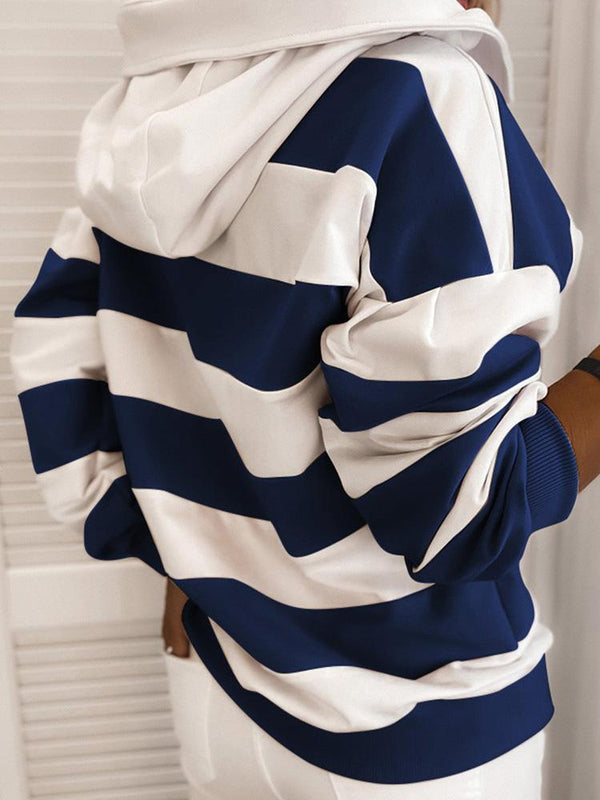 Women's Hoodies Long Sleeve Knot Stripe Print Hoodies