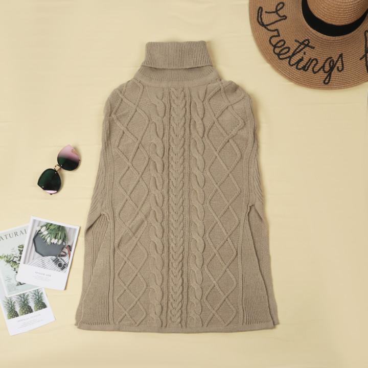 High Neck Loose Cable Knit Pattern Stitching Sweater Tops (7 Colors)