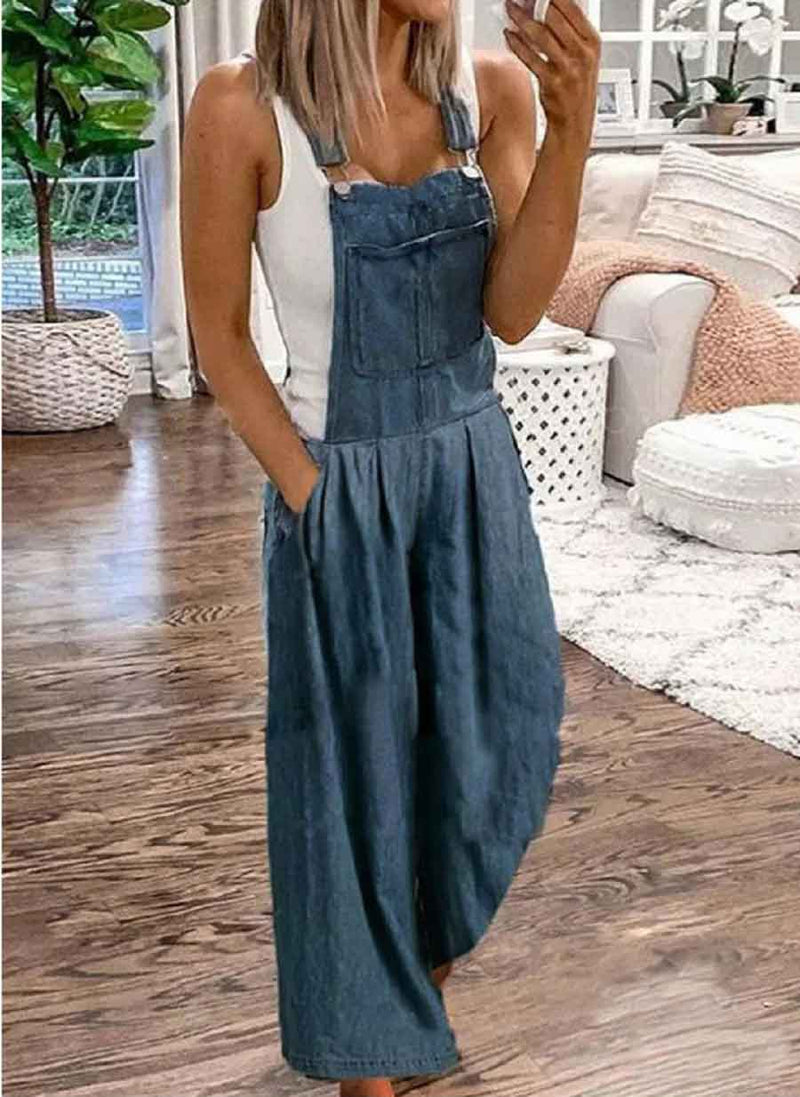 Casual  Fashion Loose Denim Jumpsuit