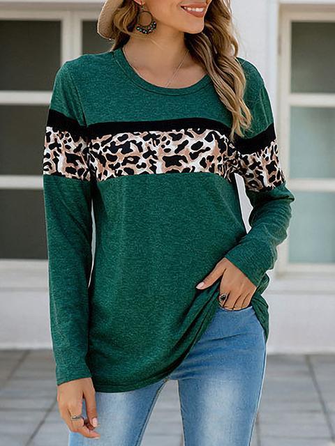 Leopard Patchwork Long Sleeve T-shirts