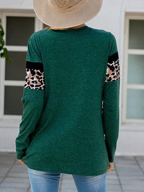 Leopard Patchwork Long Sleeve T-shirts