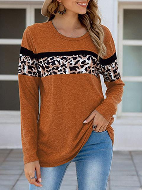 Leopard Patchwork Long Sleeve T-shirts