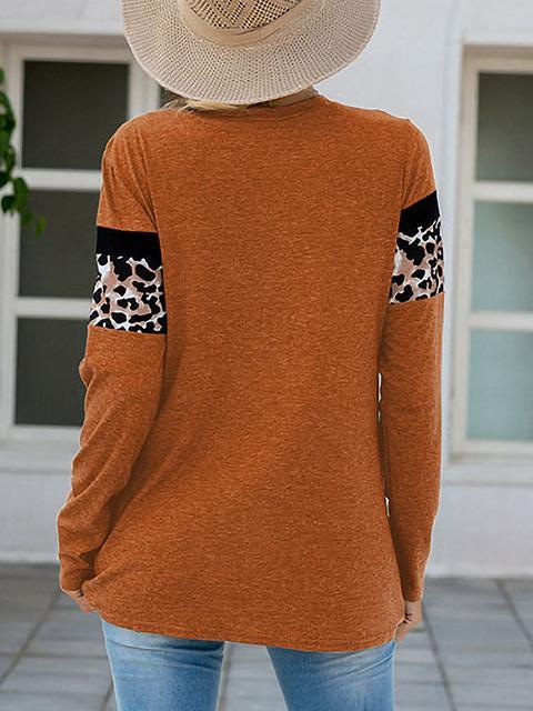 Leopard Patchwork Long Sleeve T-shirts