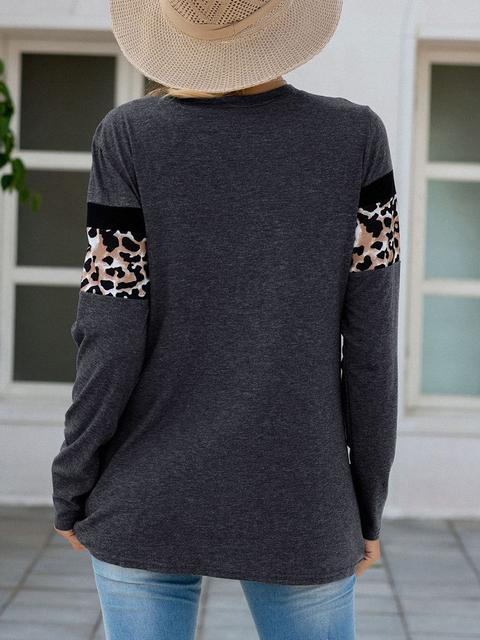 Leopard Patchwork Long Sleeve T-shirts