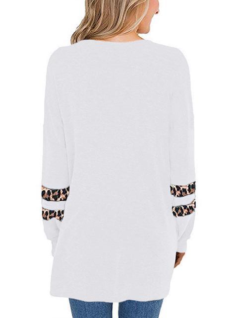 Leopard Patchwork Long Sleeve Tops