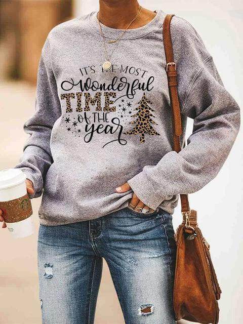 Leopard Plaid Print Christmas Sweatshirt