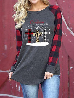 Leopard Plaid Print Christmas T-shirt