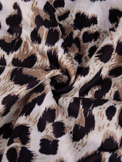 Leopard Print Lace Patchwork Sleeve Blouse