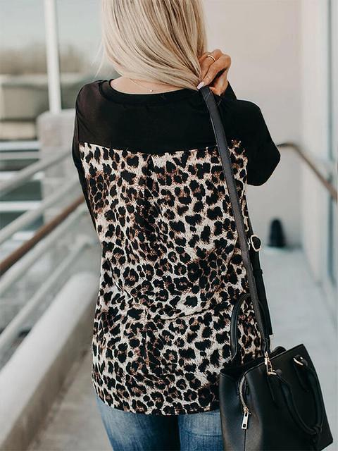 Leopard Print Long Sleeve Tops