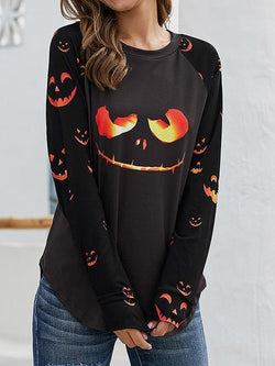 Long Sleeve Halloween Print Tops