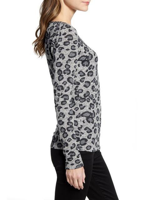 Long Sleeve Leopard Print Tops