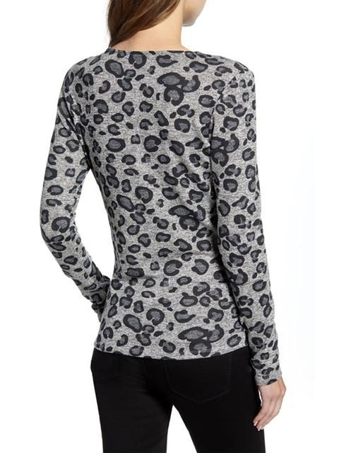 Long Sleeve Leopard Print Tops