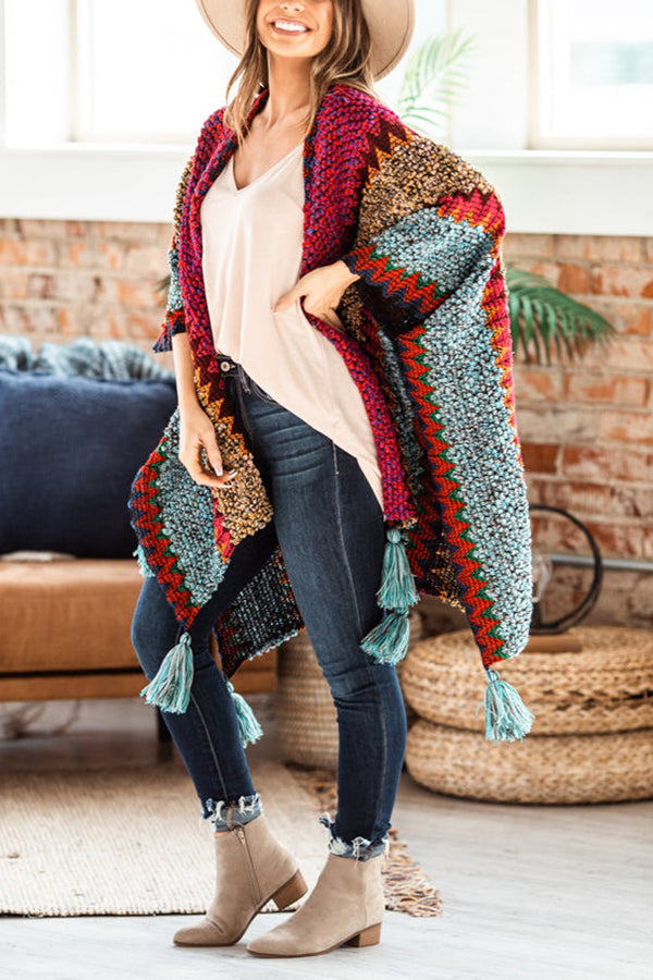 Boho Crochet Kimono With Tassels