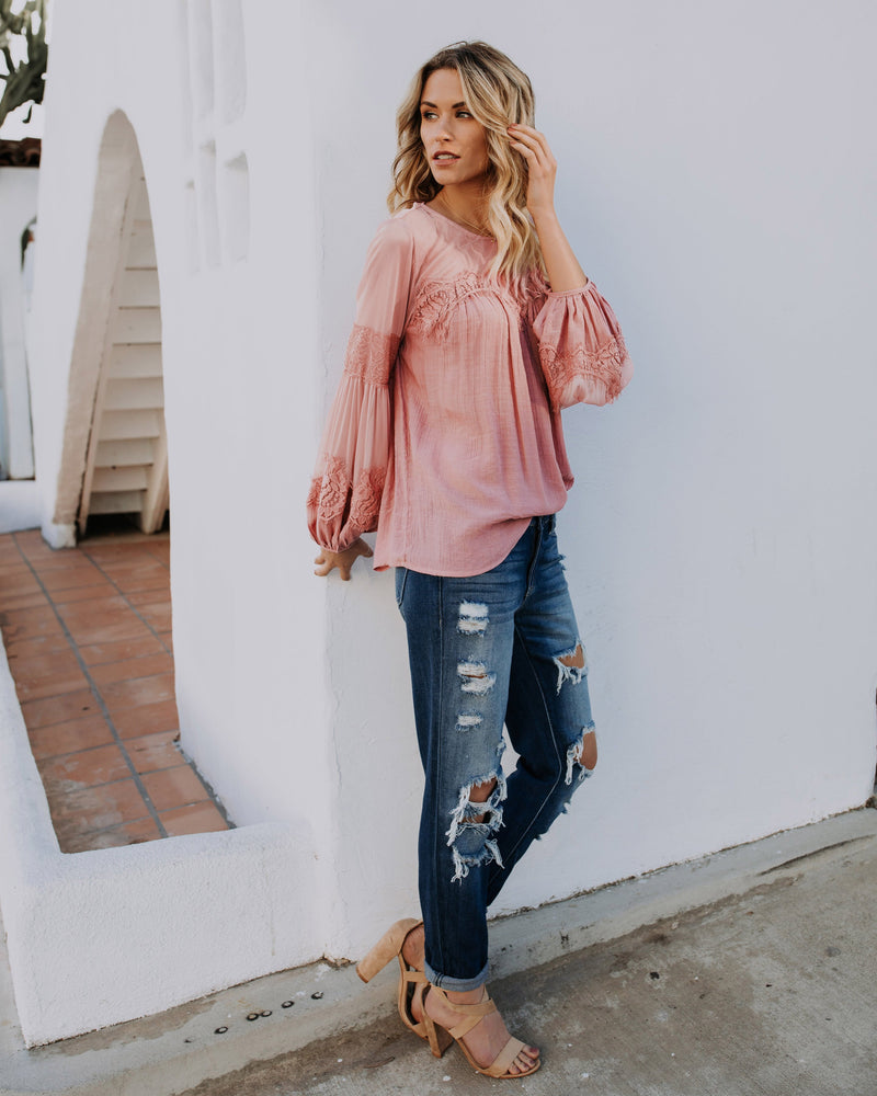 Long Sleeve Deep V-neck Blouse