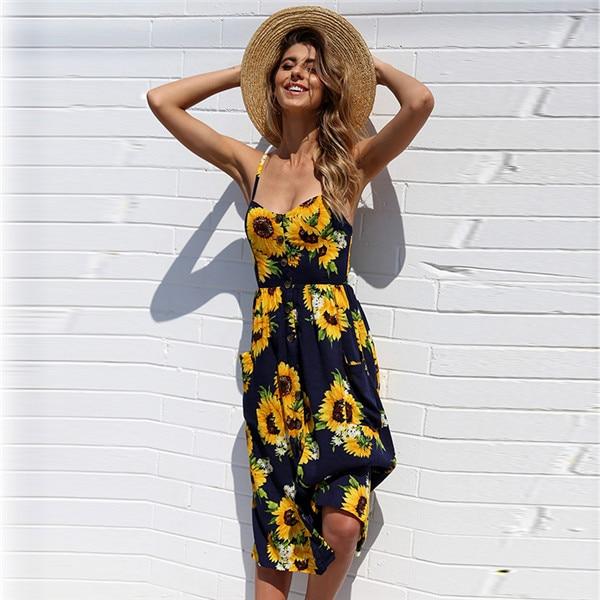 Boho Sexy Floral Midi Dress