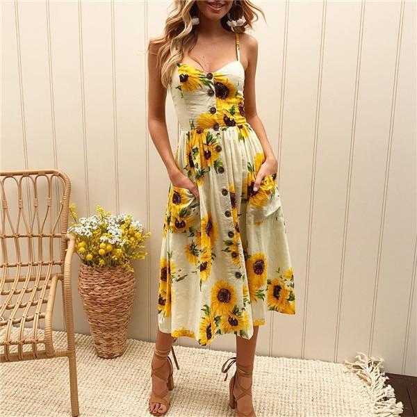 Boho Sexy Floral Midi Dress