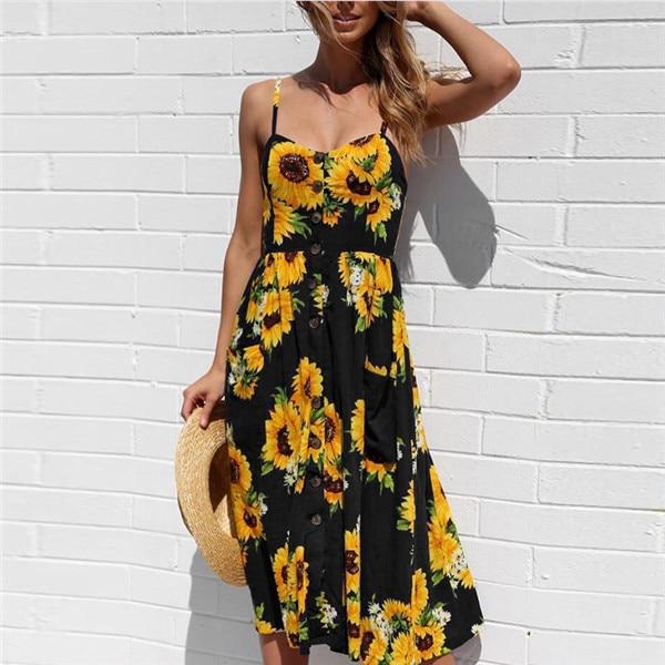 Boho Sexy Floral Midi Dress